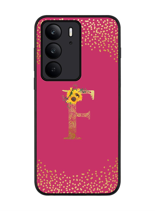 For Realme C75x / C75 4G Case,Slim fit Camera Protection, Shockproof Thin Phone cover  - Custom Floral Monogram - F ( Deep Pink )
